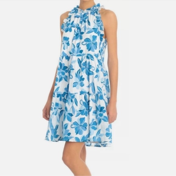 Clover and Sloan blue and white floral dress size medium - Picture 13 of 16